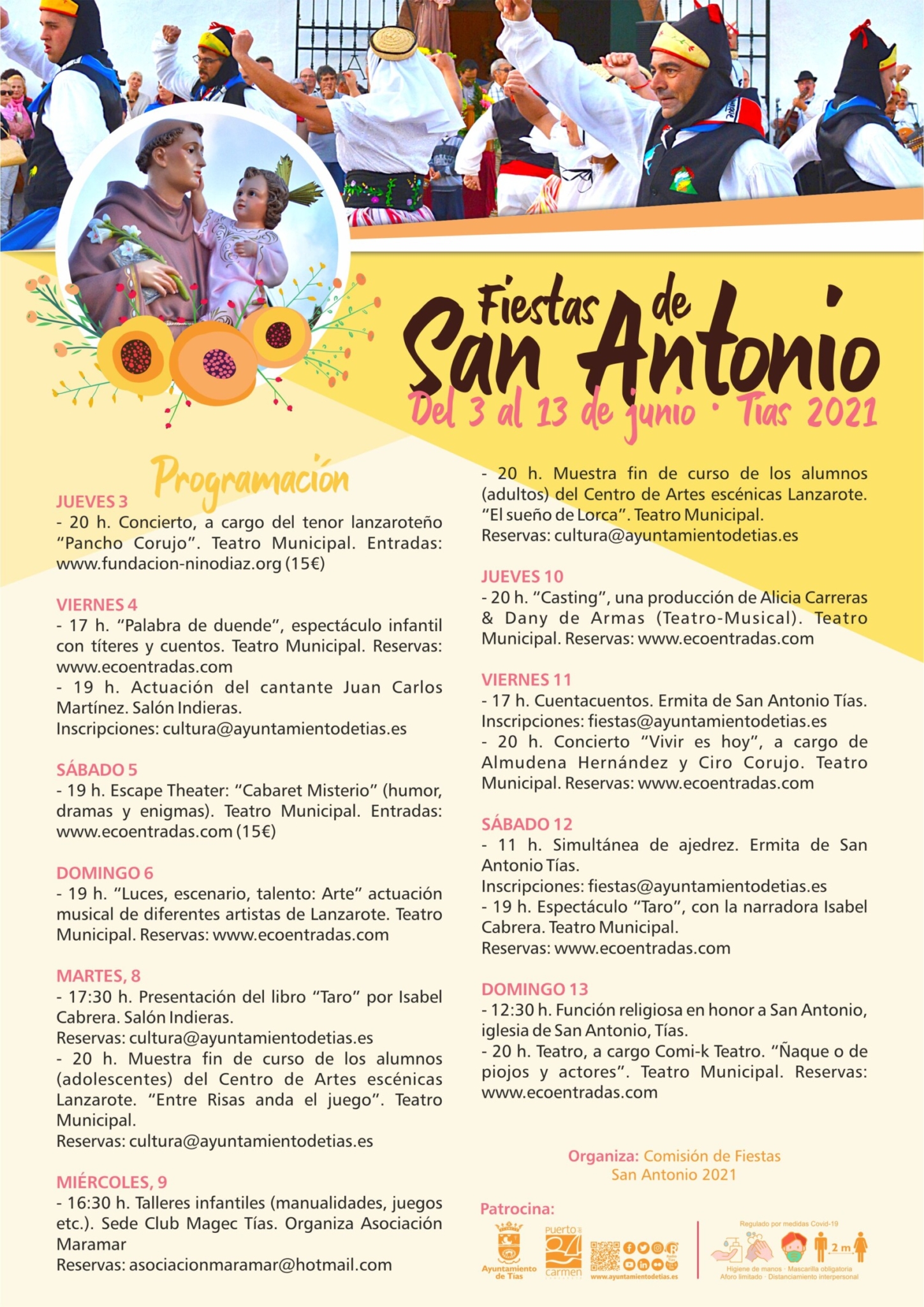 Fiestas de San Antonio en Tías con teatro, musicales y conciertos